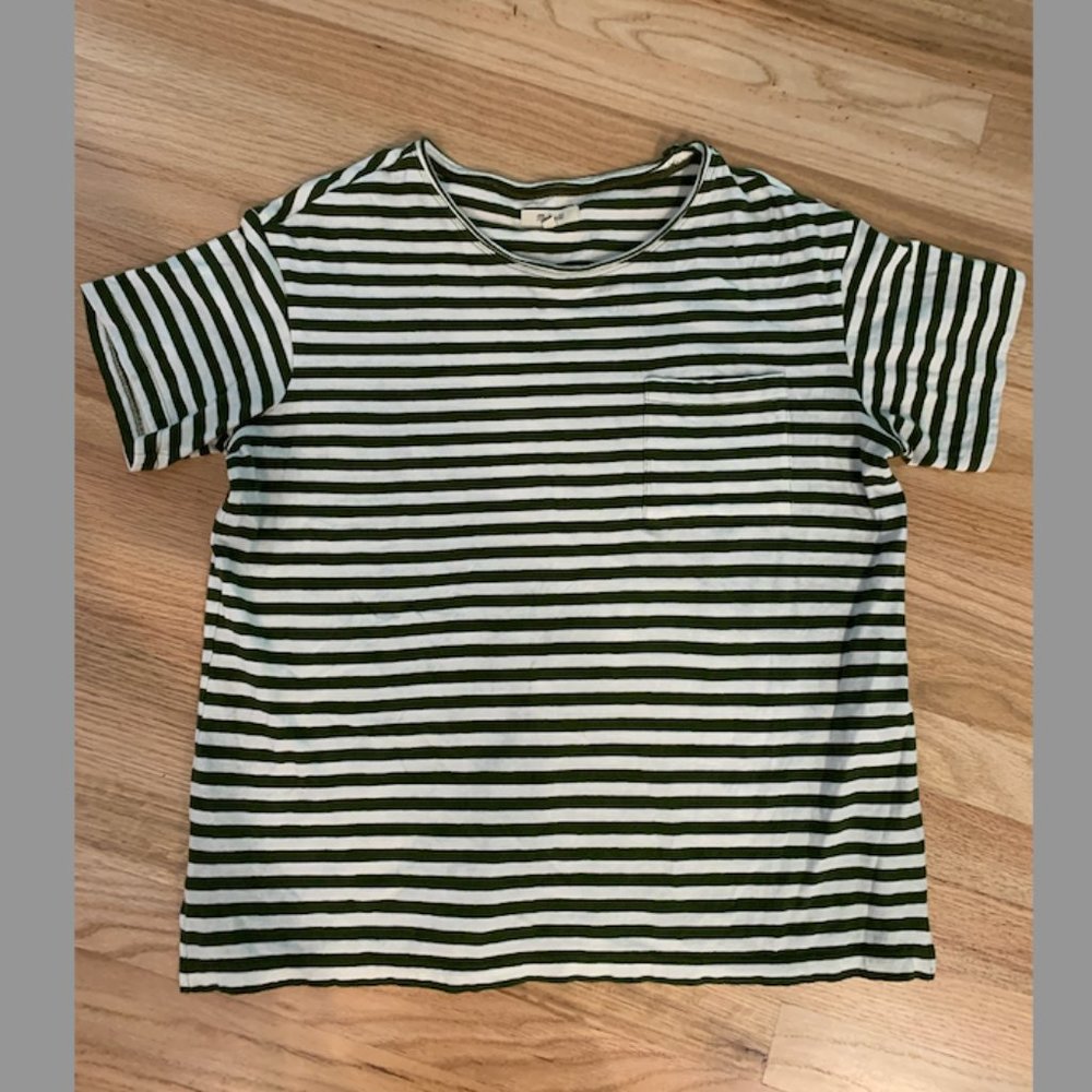 Madewell T-Shirt Green Stripes - M